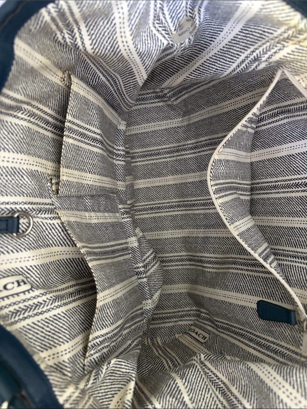 Coach Legacy Raffia natural/navy Straw leather pocket tote bag - Picture 5 of 15